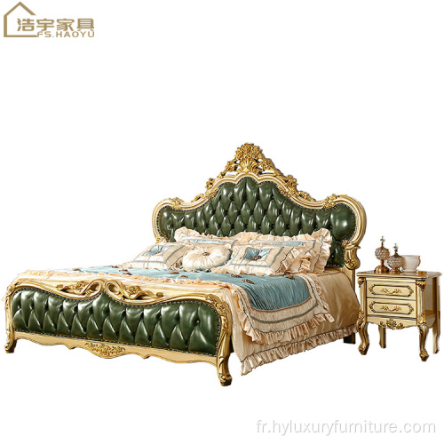 Lits king-size royal luxueux en cuir véritable italien